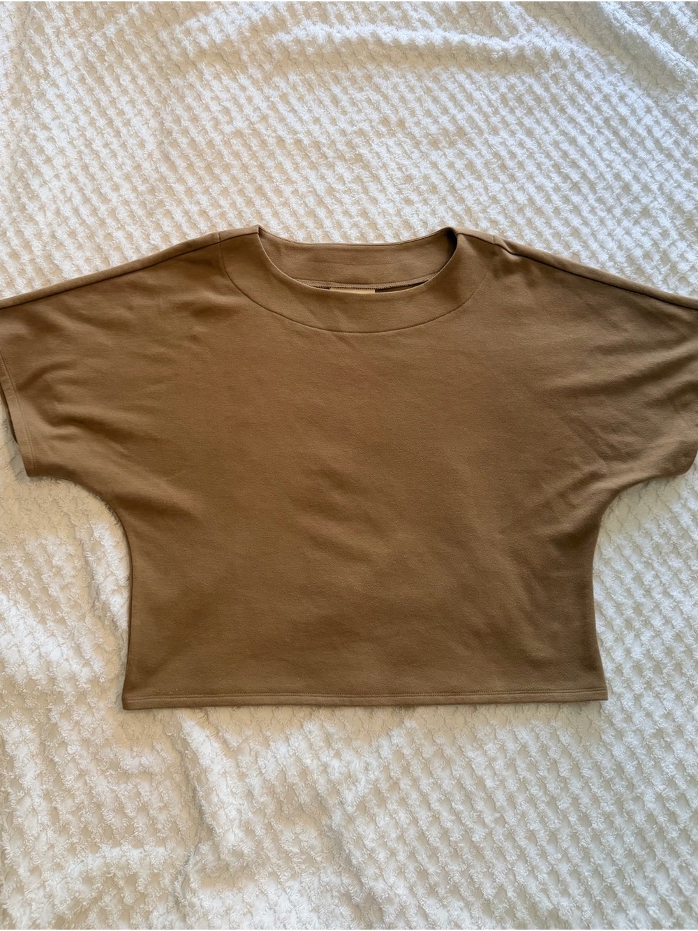 MELLODAY Women's Brown Boxy Crop Short Sleeve Top M
